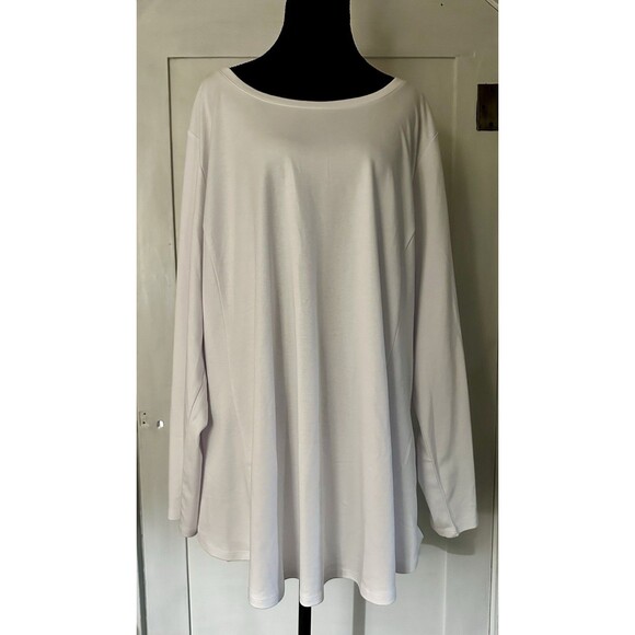 Issac Mizrahi Live! Essentials White Long Sleeve Boat Neck Tunic Top Size 3X - Picture 1 of 6